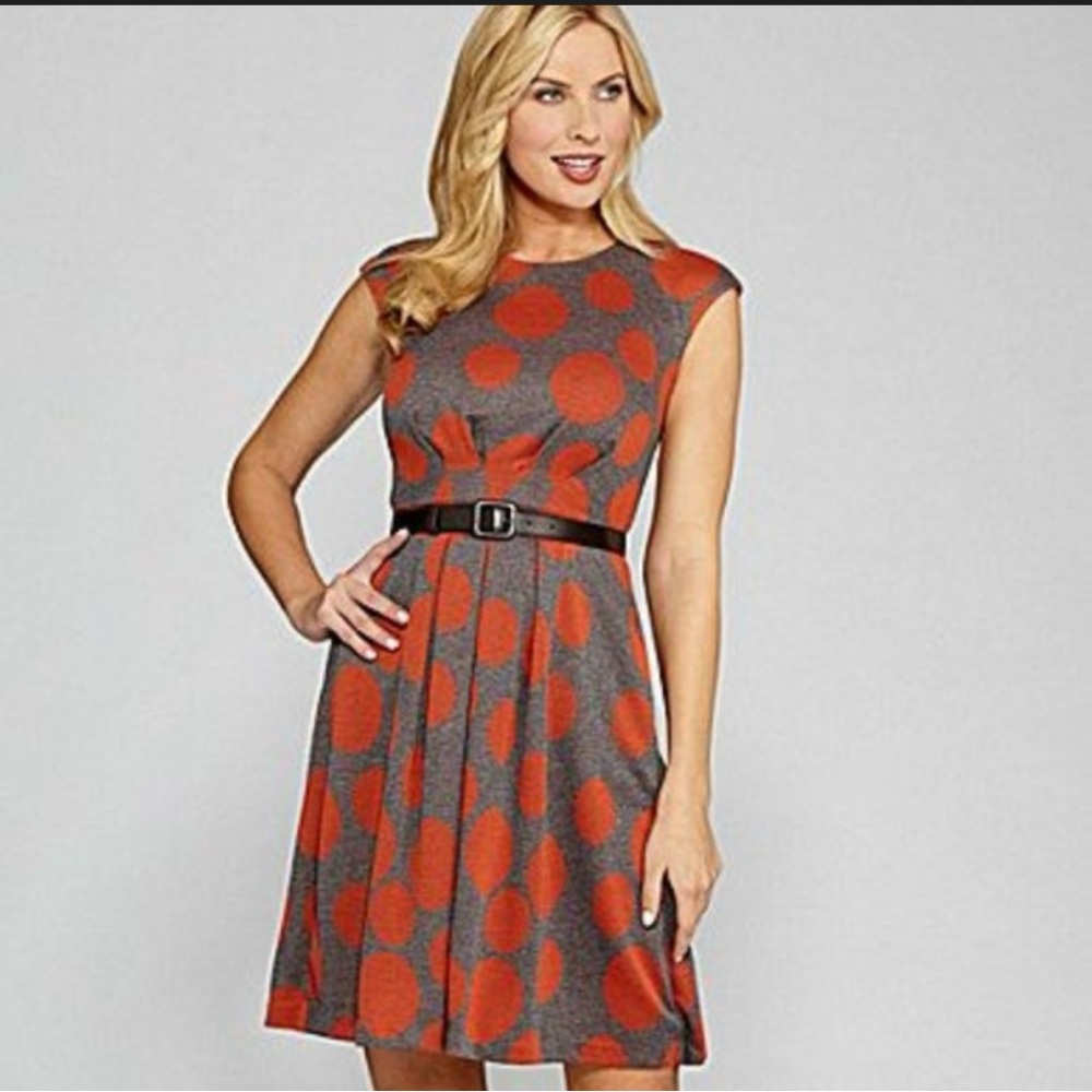 Maggy London Charcoal Dress with Dots - Picture 2 of 11